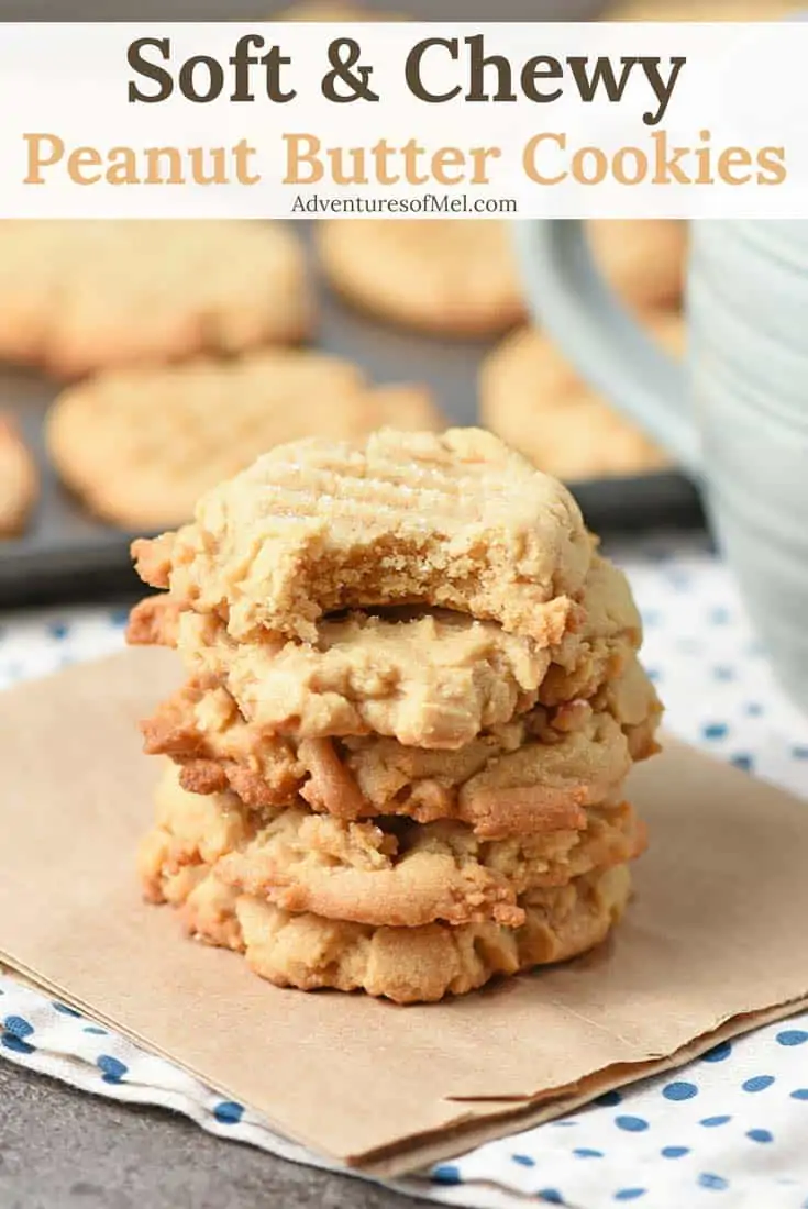 Chewy Peanut Butter Cookies Recipe - Stack of Cookies