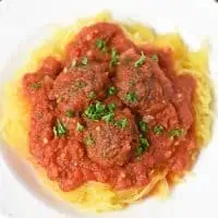 Spaghetti Squash Spaghetti and Meatballs Close Up