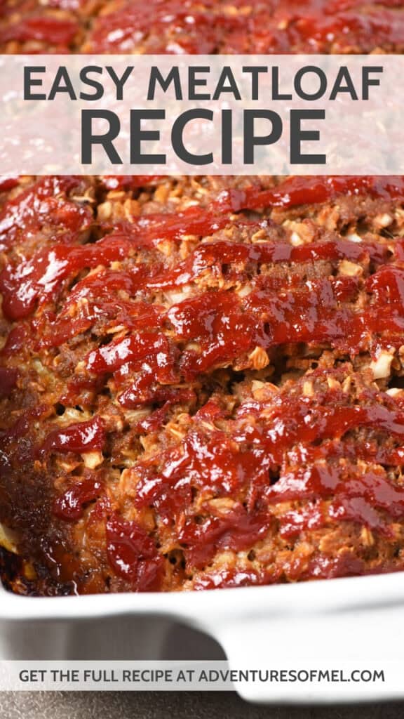 meatloaf up close in white baking dish