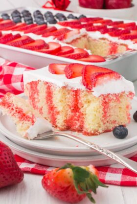 Easy Strawberry Jello American Flag Cake (Extra Moist)