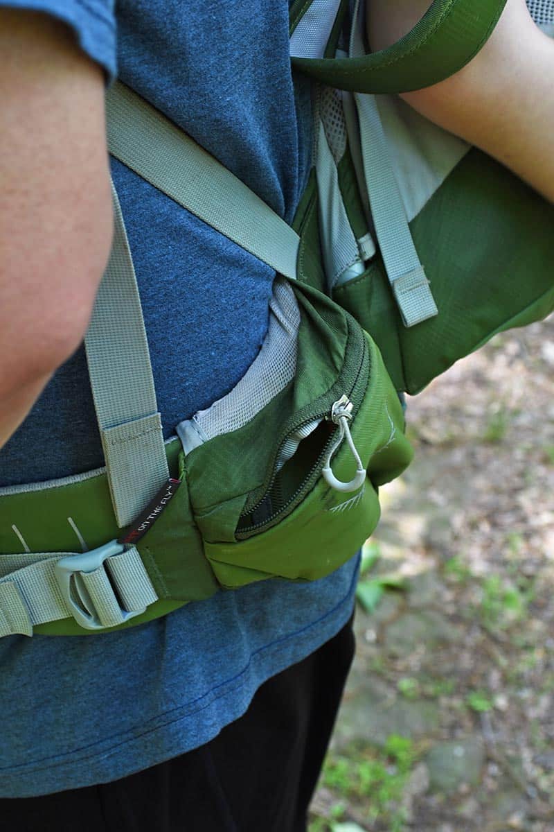 hipbelt pockets on the Osprey baby carrier backpack