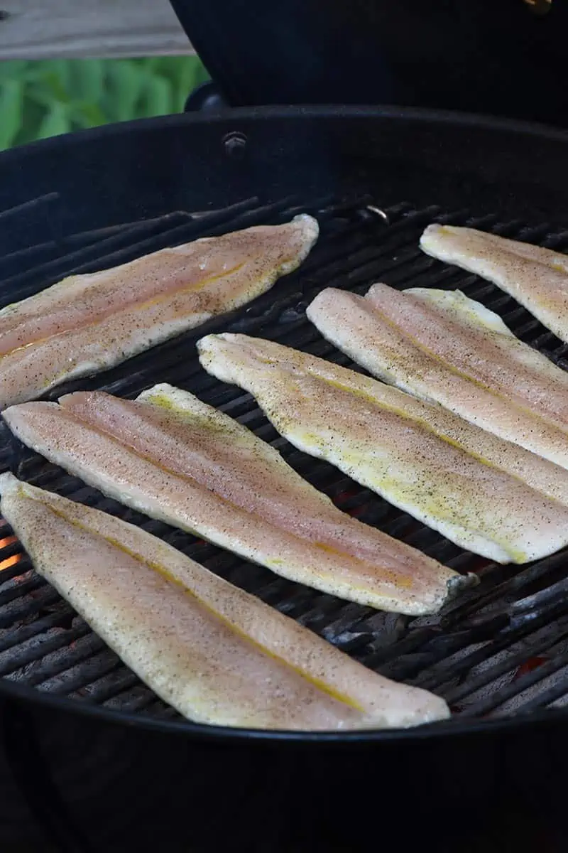 grill trout fillets on a charcoal grill