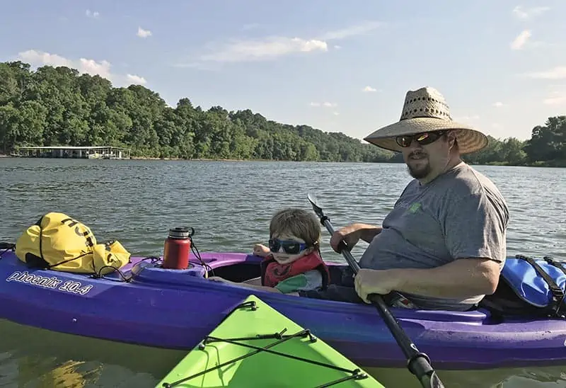 kayaking with a toddler on Beaver Lake in Arkansas