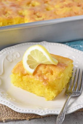 Lemon Poke Cake with Lemon Glaze