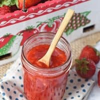 jar of strawberry jam made with fresh strawberries