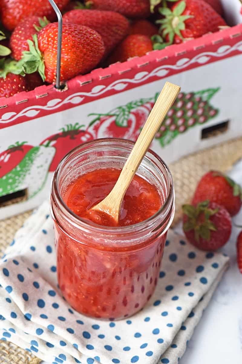 jar of strawberry jam made with fresh strawberries