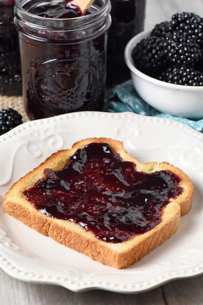 blackberry preserves or blackberry jam on toast for breakfast