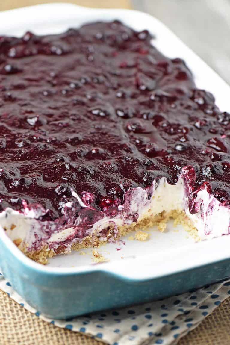 Creamy No Bake Blueberry Yum Yum Dessert Recipe - Adventures of Mel