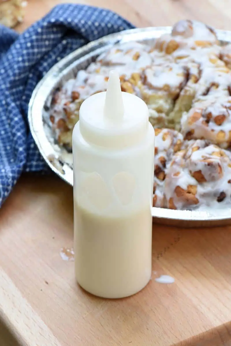 icing for campfire cinnamon rolls in easy squeeze bottle