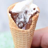 sugar cone s'mores with chocolate chips and mini marshmallows