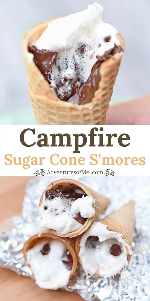 Camping recipe for sugar cone s'mores