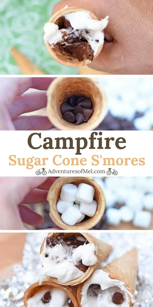 step by step camping recipe for campfire cones s'mores