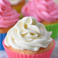 best buttercream frosting on a cherry chip cupcake