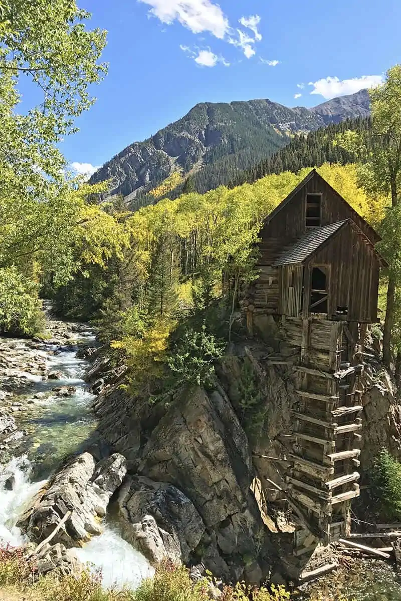 beautiful Crystal Mill alongside the Crystal River in the Maroon Bells area of the Rocky Mountains in Colorado