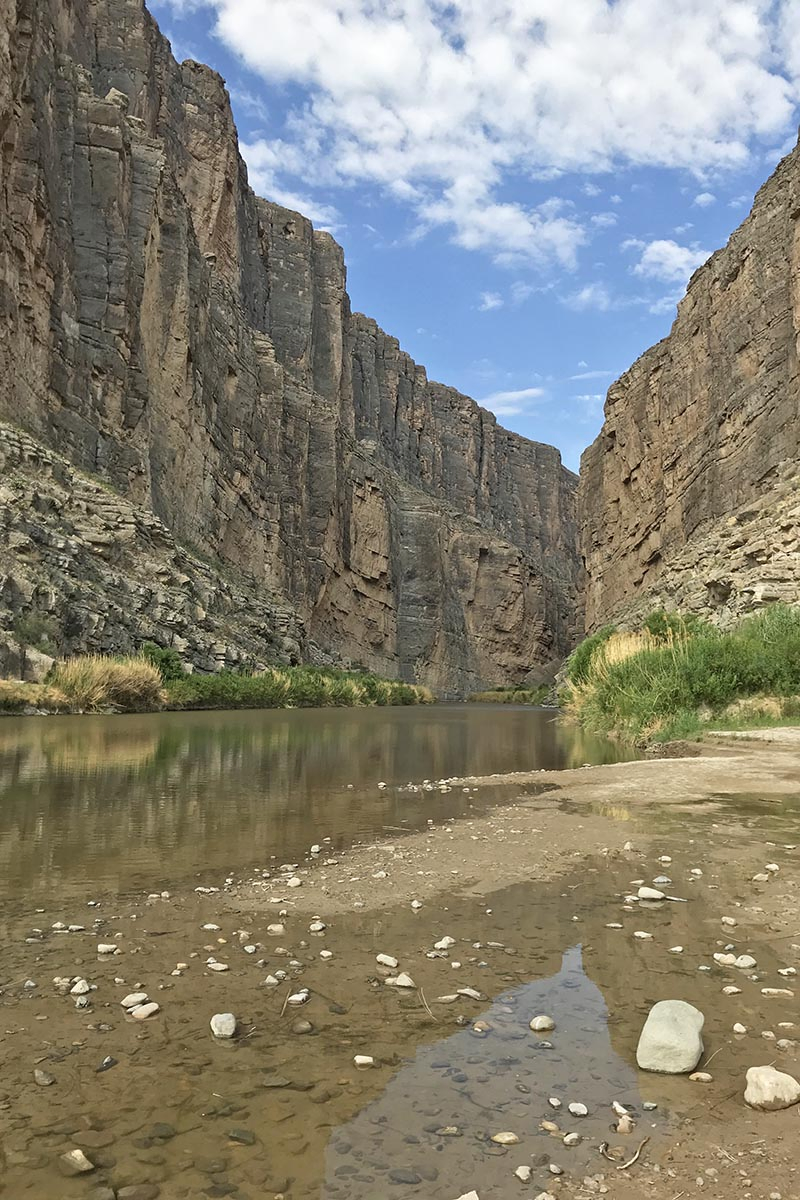 mouth of Santa Elena Canyon with the Rio Grande River in Big Bend National Park in Texas