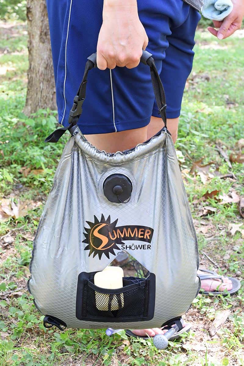 carry handle on outdoor camp shower