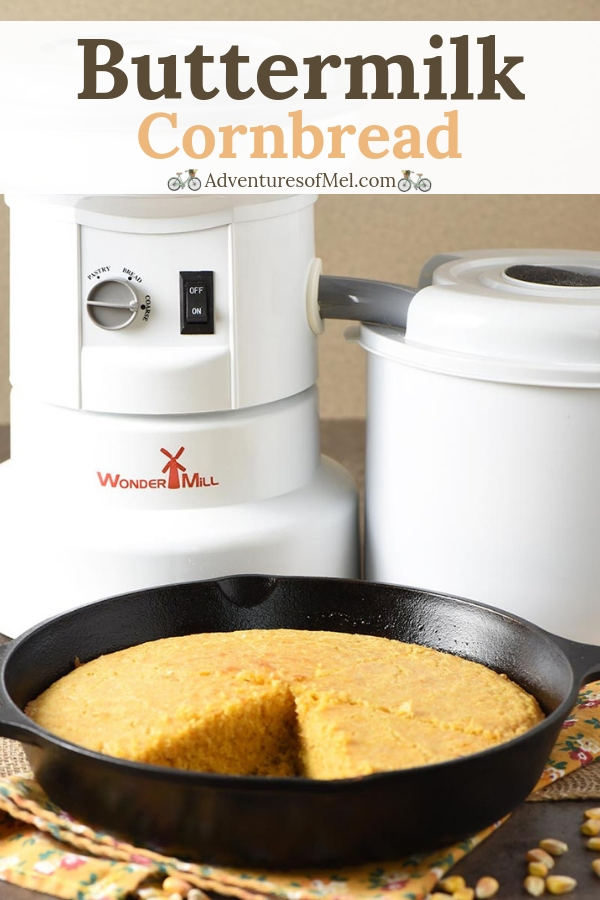 WonderMill grain mill makes it easy to make homemade cornmeal for the most delicious buttermilk cornbread from scratch.