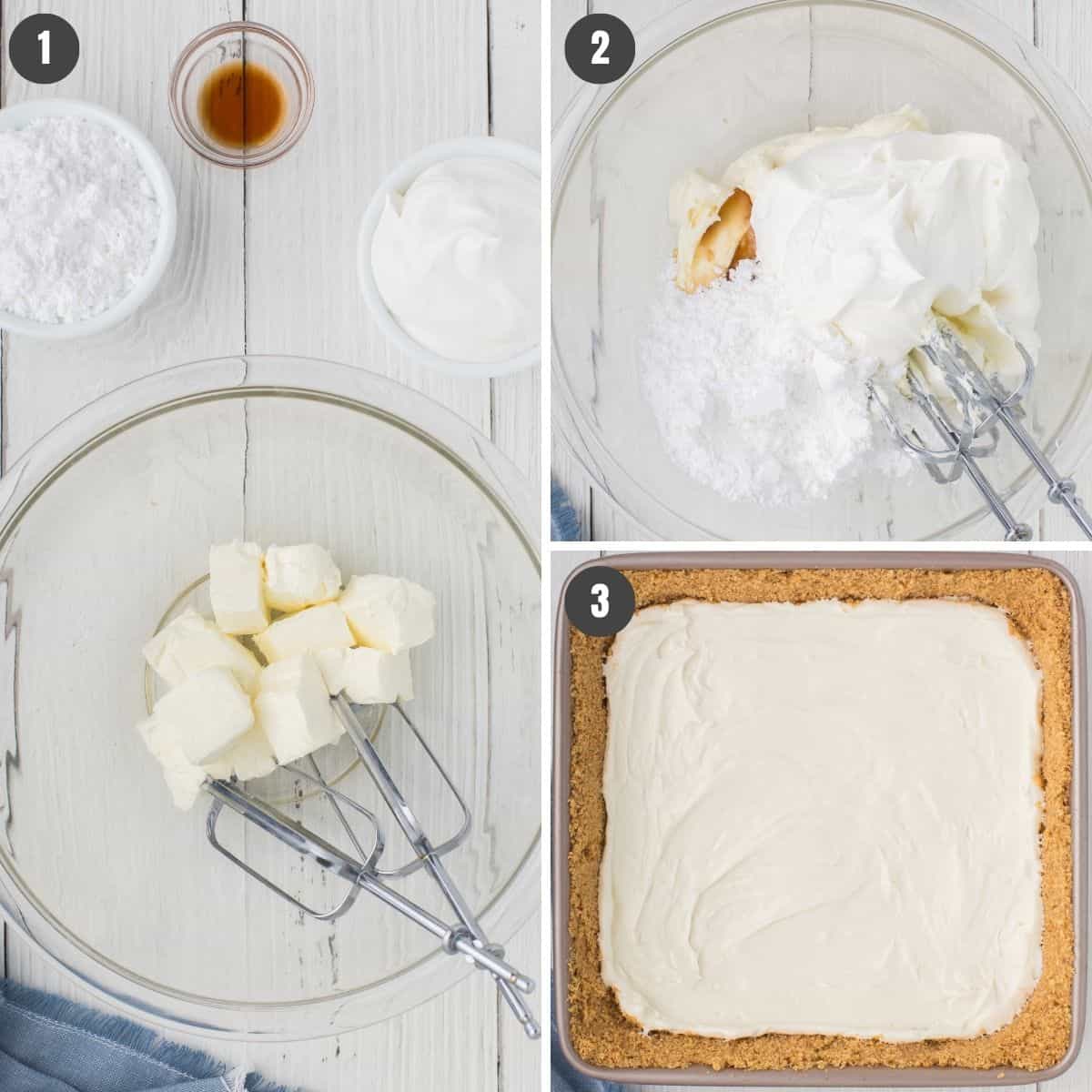 how to make the cream cheese filling layer for pumpkin lush dessert