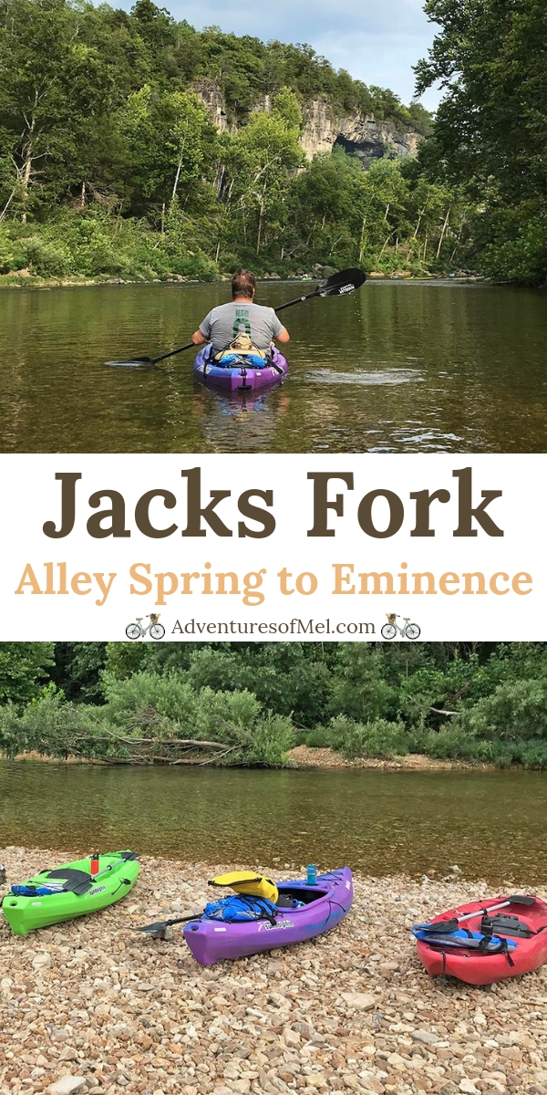 float the Jacks Fork River in a kayak from Alley Spring to Eminence