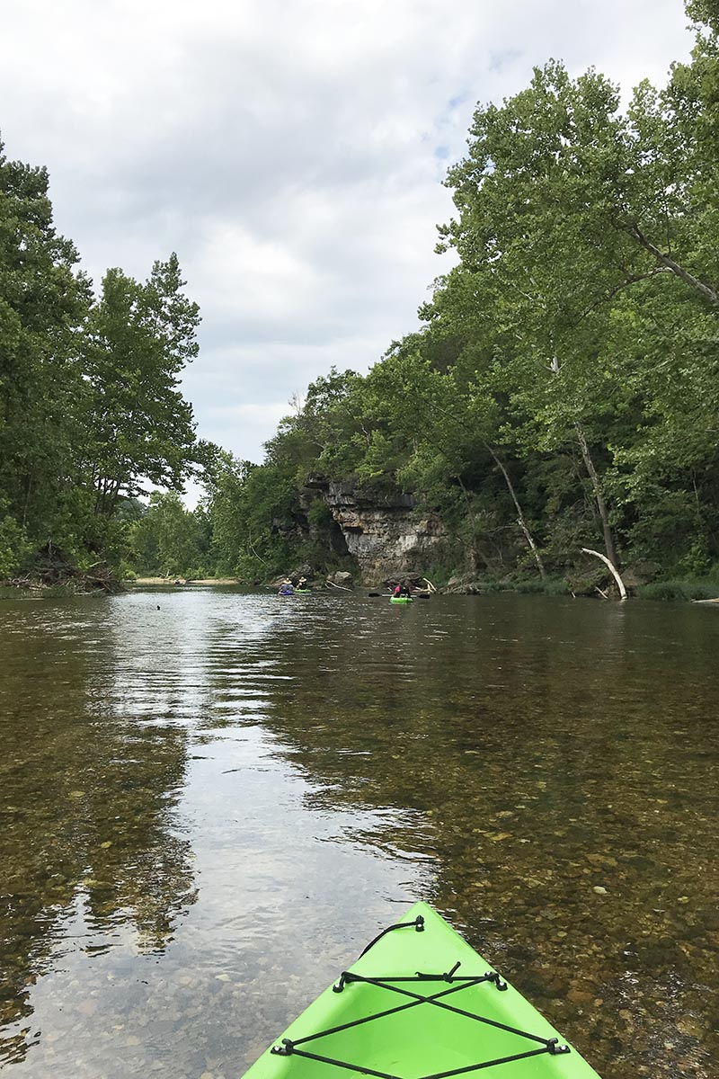 kayaking the clear waters of the Jacks Fork River