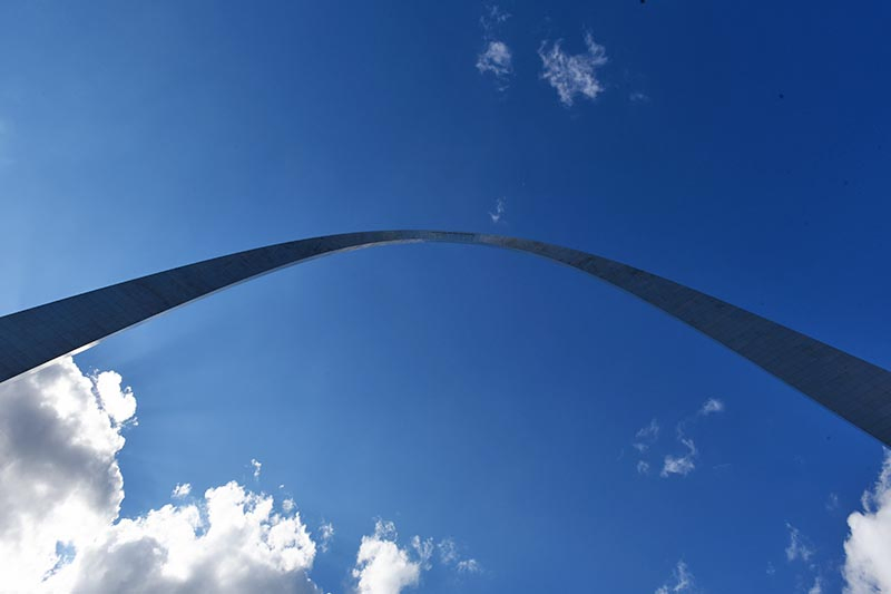 below the St. Louis Arch in Gateway Arch National Park