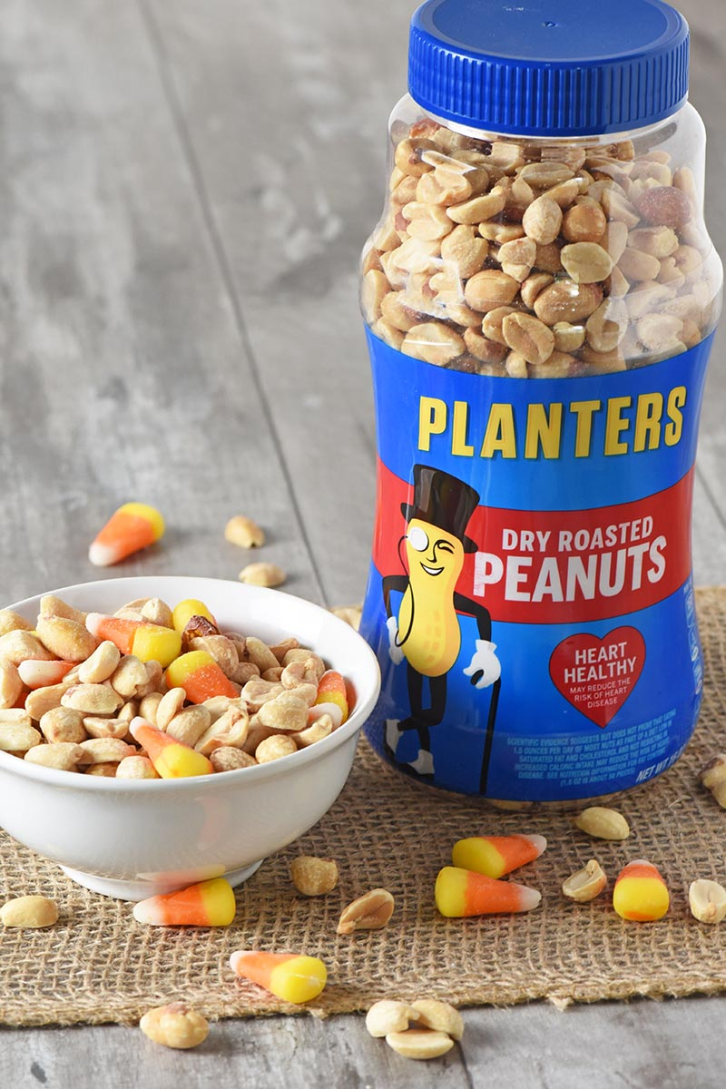 candy corn and peanuts for no bake peanut butter bars Halloween treats recipe