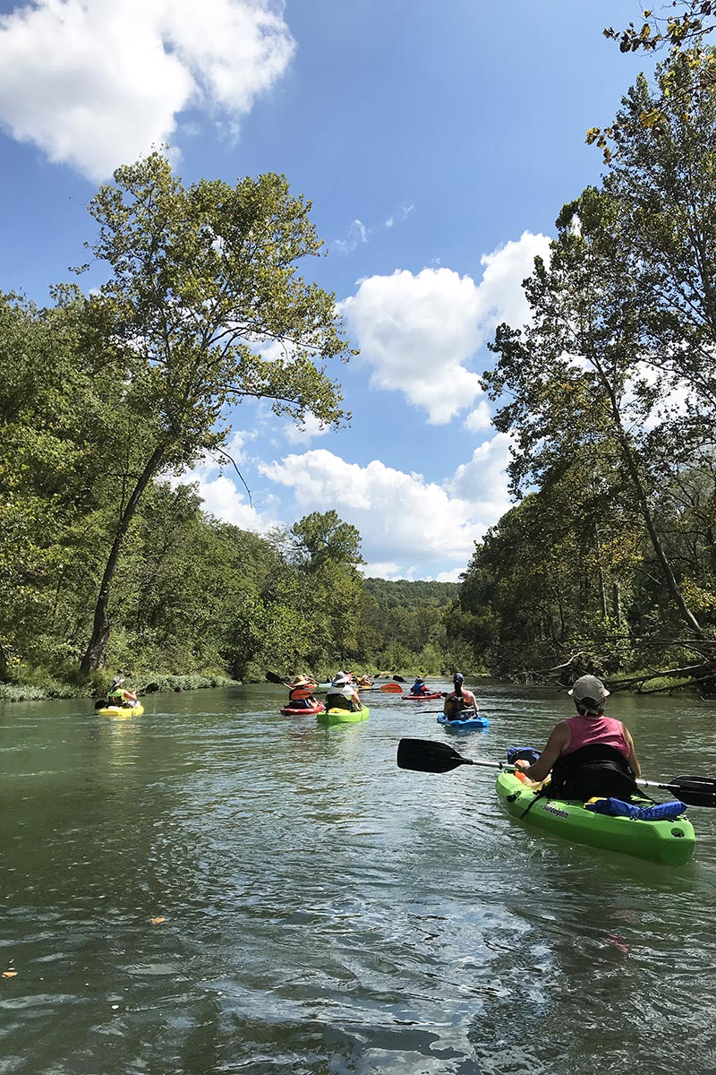 kayaking on the Current River in Missouri