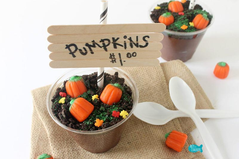Pumpkin Patch Pudding Cups Halloween Treats