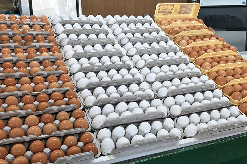 fresh eggs for sale at Soulard Market, Soulard Farmer's Market in St. Louis