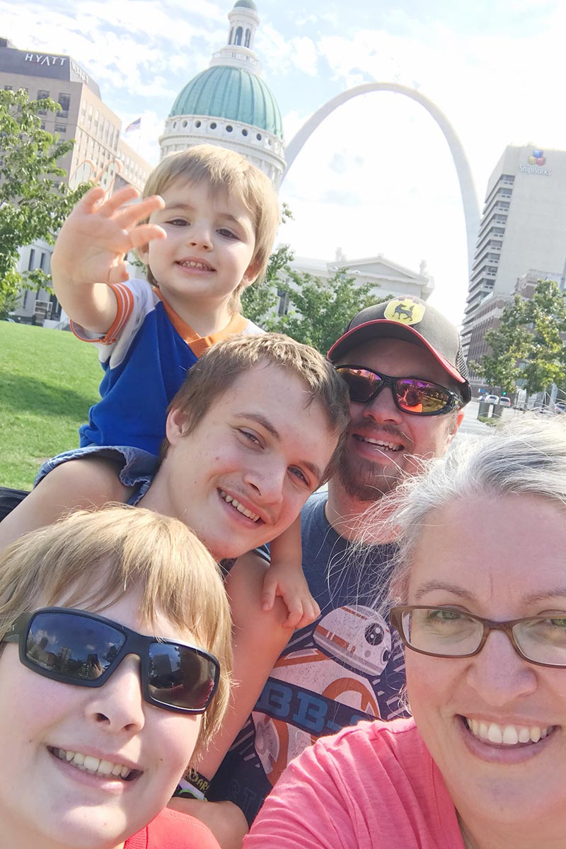 family picture at the Arch in Gateway Arch National Park