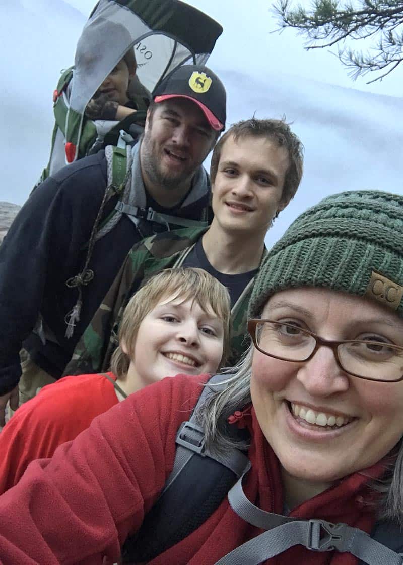 family photo opp on Hawksbill Crag