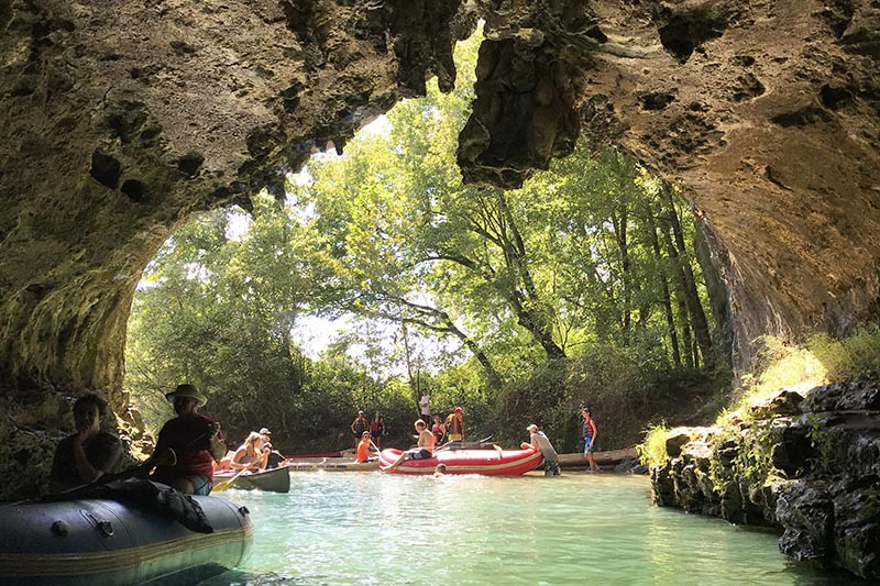 the view from inside Cave Spring on the Current River in Missouri