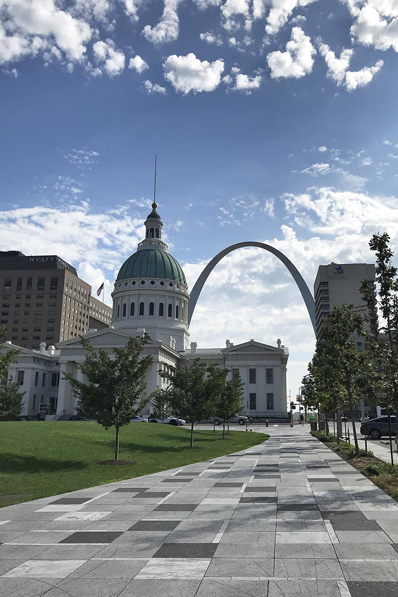 view of the Old Courthouse and the Arch in St. Louis, Missouri