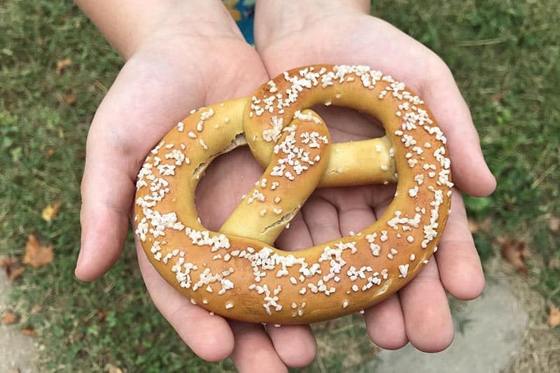 salted pretzel from Gus Pretzel, St. Louis foods staple