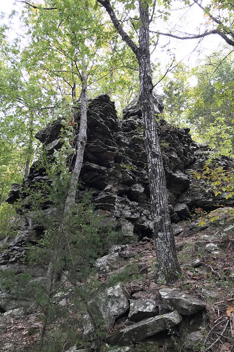 rock formation on Cedar Falls Trail in Petit Jean State Park