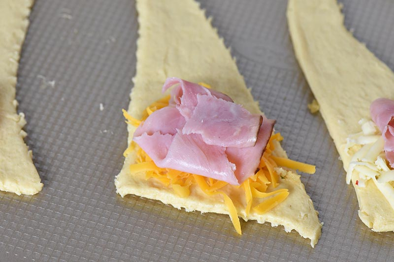 making leftover ham and cheese crescent rolls, easy party appetizers