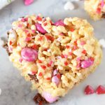 Heart Shaped Valentine Rice Krispie Treats with M&M’s