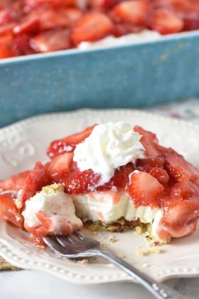 Strawberry Yum Yum Dessert with No-Bake Dream Whip Filling