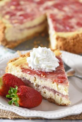 Fresh Strawberry Swirl Cheesecake