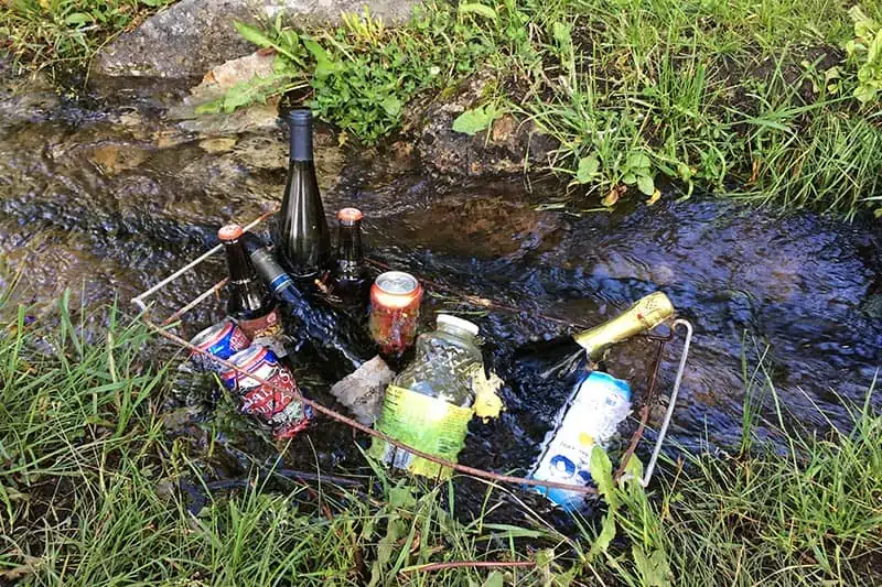 keeping drinks cold in a mountain stream in Crystal City, Colorado