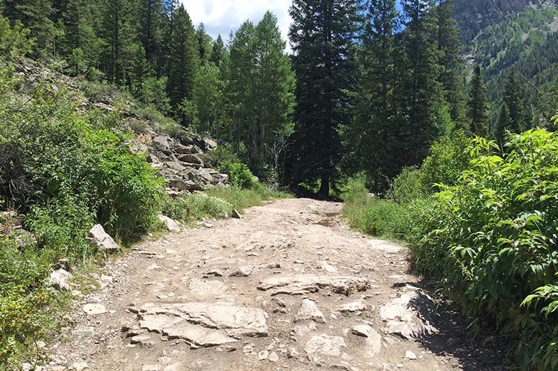 rocky four wheel drive road to Crystal Mill in Colorado