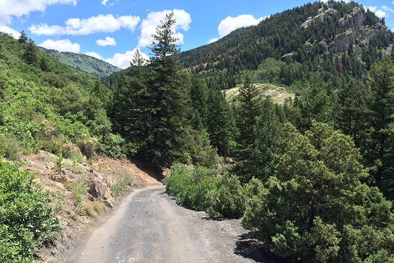 starting out driving on unpaved Crystal Mill Road in Colorado