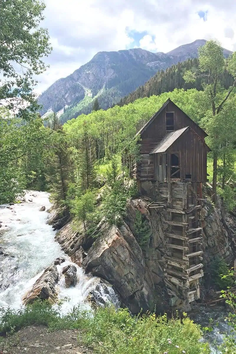 Crystal Mill, Colorado, on the edge of the Crystal River in the Maroon Bells Wilderness during the summer