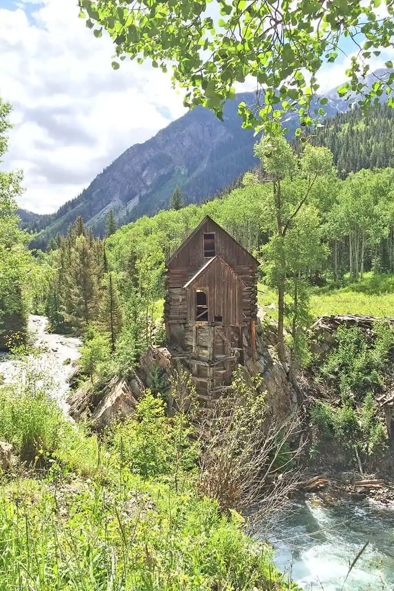 haunted Crystal Mill outside Marble, Colorado, during the summertime