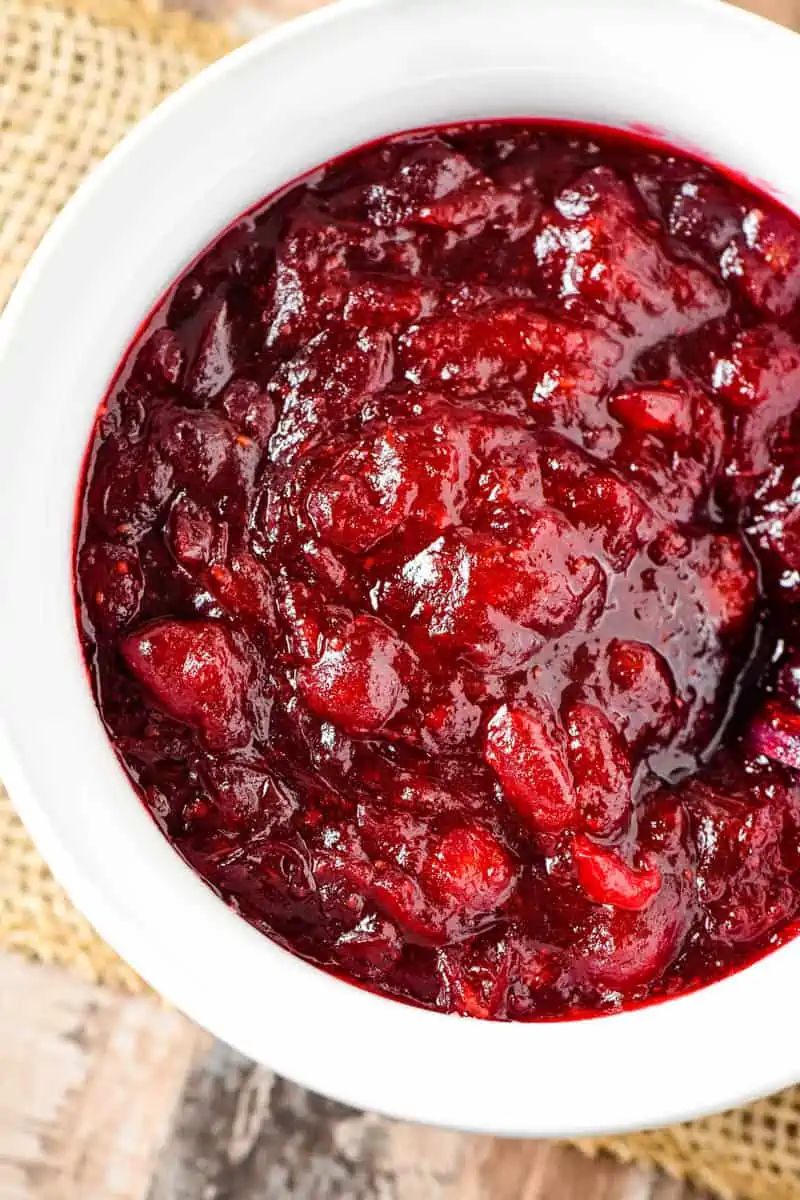 cranberry relish in white bowl