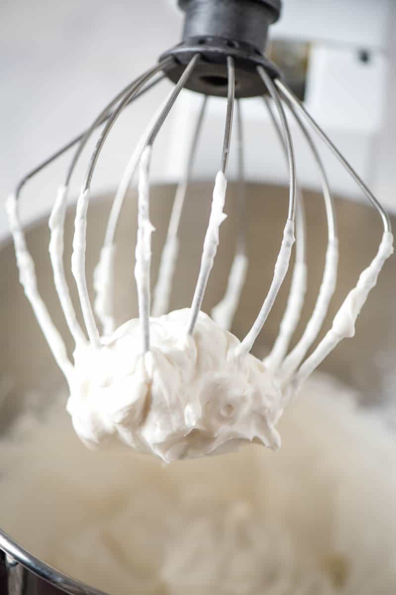 soft peaks of Dream Whip on electric mixer whisk