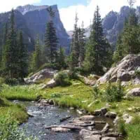 beautiful rocky stream along Emerald Lake Trail in Rocky Mountain National Park in Colorado