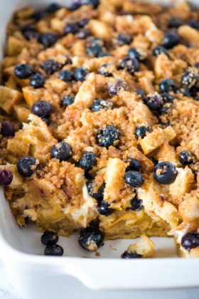 Blueberry French Toast Casserole with Cream Cheese