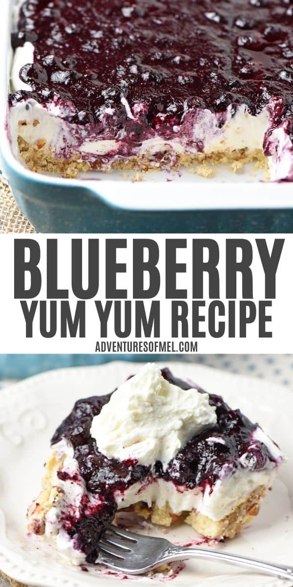 Creamy No Bake Blueberry Yum Yum Dessert Recipe - Adventures of Mel