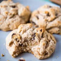 bitten out soda bread scone on gray plate